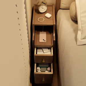 Modern Multi-Function Storage Cabinet, Mini Small and Extremely Narrow Bedside Table, Suitable for Bedroom Living Room, Large Capacity Storage Cabinet