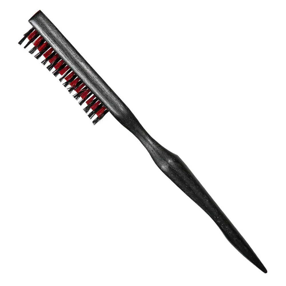 Marilyn Brush Boar Bristle Teasing Brush - Backcombing Hair Styling Tool with Extra-Long Grip, Elevated Row for Texturizing and Control, Display Rows