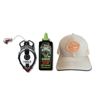 CE TOOLS COMBO SnapBacl chalk Line With Releasable Tip + Mean Green Marking Chalk + Cap With Soft Mesh Back