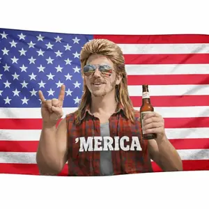 MERICA Mullet Man American Flag  Funny Patriotic Truck, Garage & Mud Muddin Flag  Perfect Gift Freedom Lovers Funny Flag Tapestry Wall Hanging banners mens
