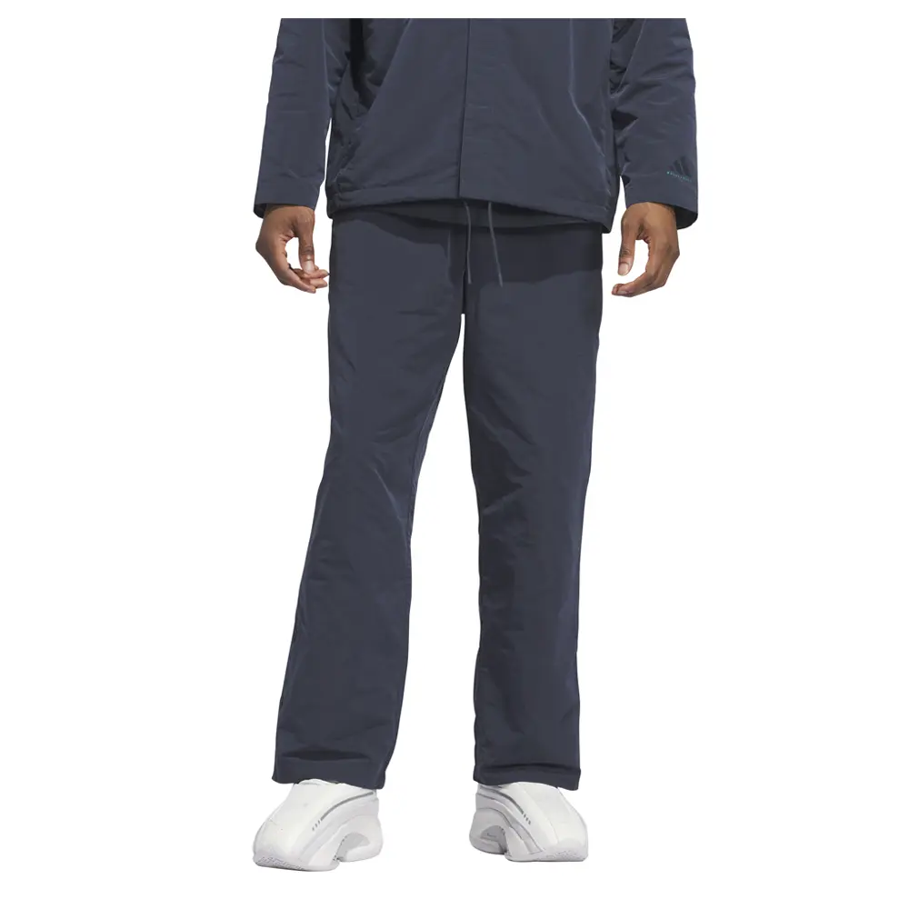 adidas Mens Woven Snap Tracksuit Bottoms Basketball Casual Drawstring - Blue