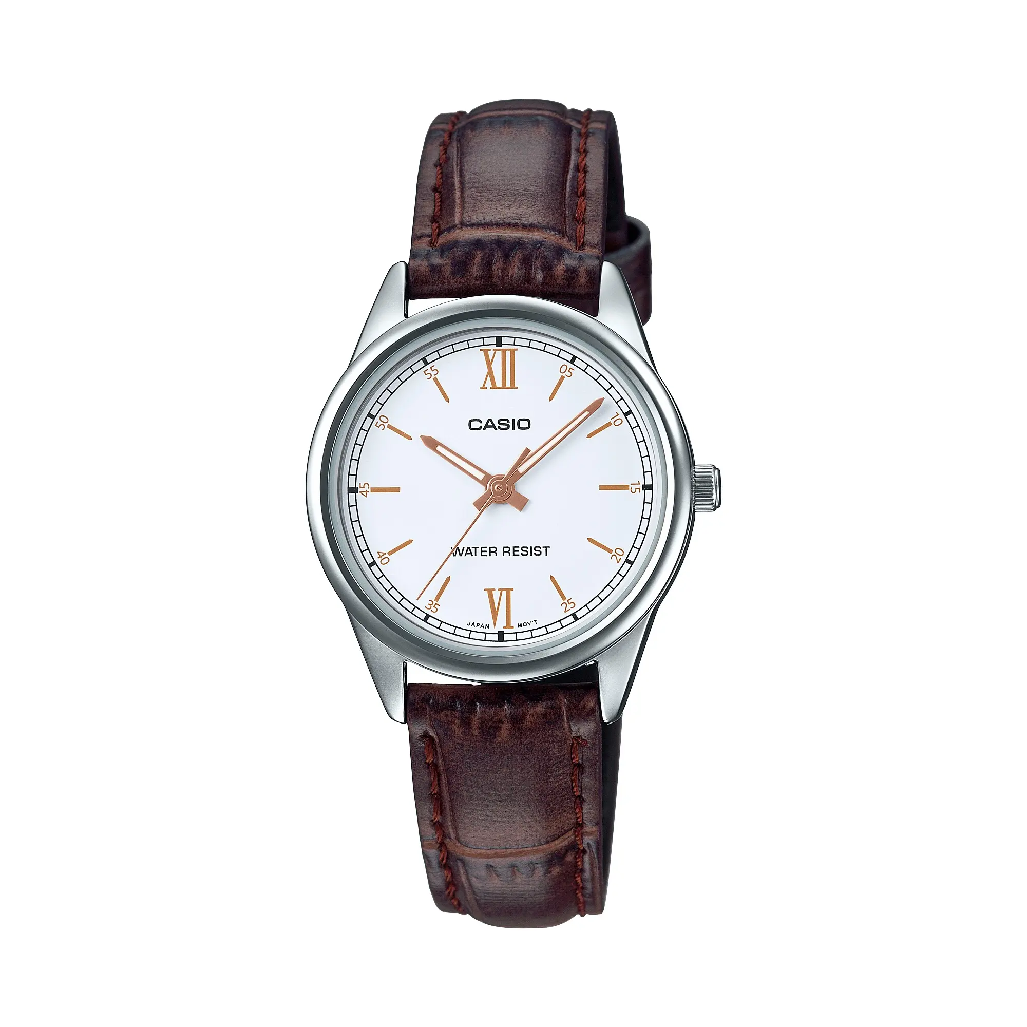 Casio Women’s Brown Leather Watch with White Dial - LTP-V005L-7B3UDF
