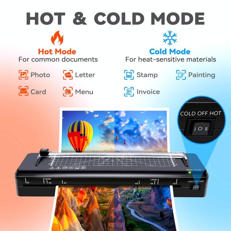 A3 Laminator with 20 Sheets 7-in-1 Design Fast Warm-up Never Jam Tech 13-Inch Cold & Thermal Lamination for Photos Docs Cards Ideal for Home Office School Laminating Kit Free Rounded Corner Film Set & Corner Rounder