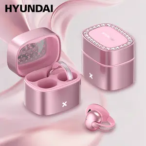 HYUNDAI C05 Fashion Clip-On Wireless Headphones with Bluetooth 6.0, OWS Open-Ear Air Conduction, Luxury Pink Diamond Jewelry Design, Lightweight & Comfortable Fit, Stylish Earbuds for Women & Girls, Ideal Gift, Compatible with Android & iOS