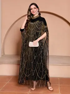 Elegant Women's Beaded Robe, Luxurious Sequin Evening Gown, Formal Wear, Perfect for Ethnic Festivals, Parties, Weddings, Special Occasions CXD27