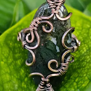 Moss agate ring size 9