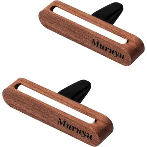 2-Pack Car Diffuser Vent Clip, Non-Electric Essential Oil Air Freshener, Refillable Sapele Wood Design, Customizable Subtle Scent (No Essential Oils)