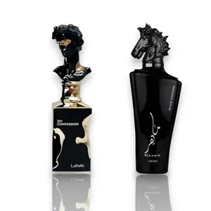 Lattafa | His Confession + Maahir Black 2-piece Men's Multi Pack Fragrance set. Main Notes: woody + amber + fresh spicy Perfume