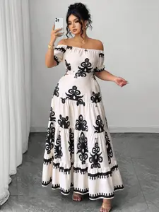 Women's Sexy Elegant Summer Print Bohemian Off-Shoulder Dress, Stylish Casual Wear for Daily, Perfect for Warm Weather