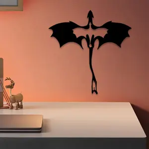 1pc Sleek Dragon Metal Wall Art, Sleek Dragon Statue Mural, Perfect for Living Room Wall, Gothic Wall, Gallery Wall, Christmas Decor, Ideal Gift for Design Enthusiasts, Powder-Coated Metal, Hanging Wall Art