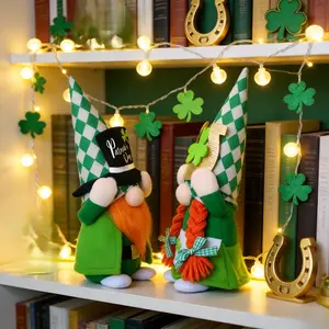 St Patrick's Day Clover Leprechaun Decoration Set, Indoor Desktop Holiday Ornament, 2pcs Irish Festival Decor, Home Tabletop Accent, Home Decor Accessory