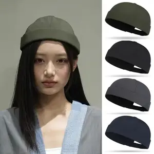 Quick Dry Brimless Hat Lightweight Daily Beanie Mesh Beanie Docker Cap Sailor Rolled Cuff Harbour Hat Casual Hip Hop Skullcap