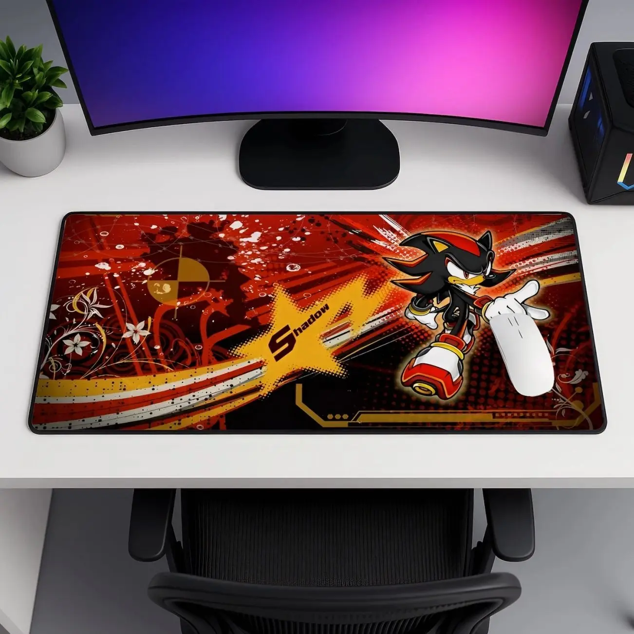 Shadow The Hedgehog Mouse Pad, Sonic Gaming Desk Mat, Red Black Aesthetic Mousepad, Shadow Fan Desk Pad, Retro Game Setup