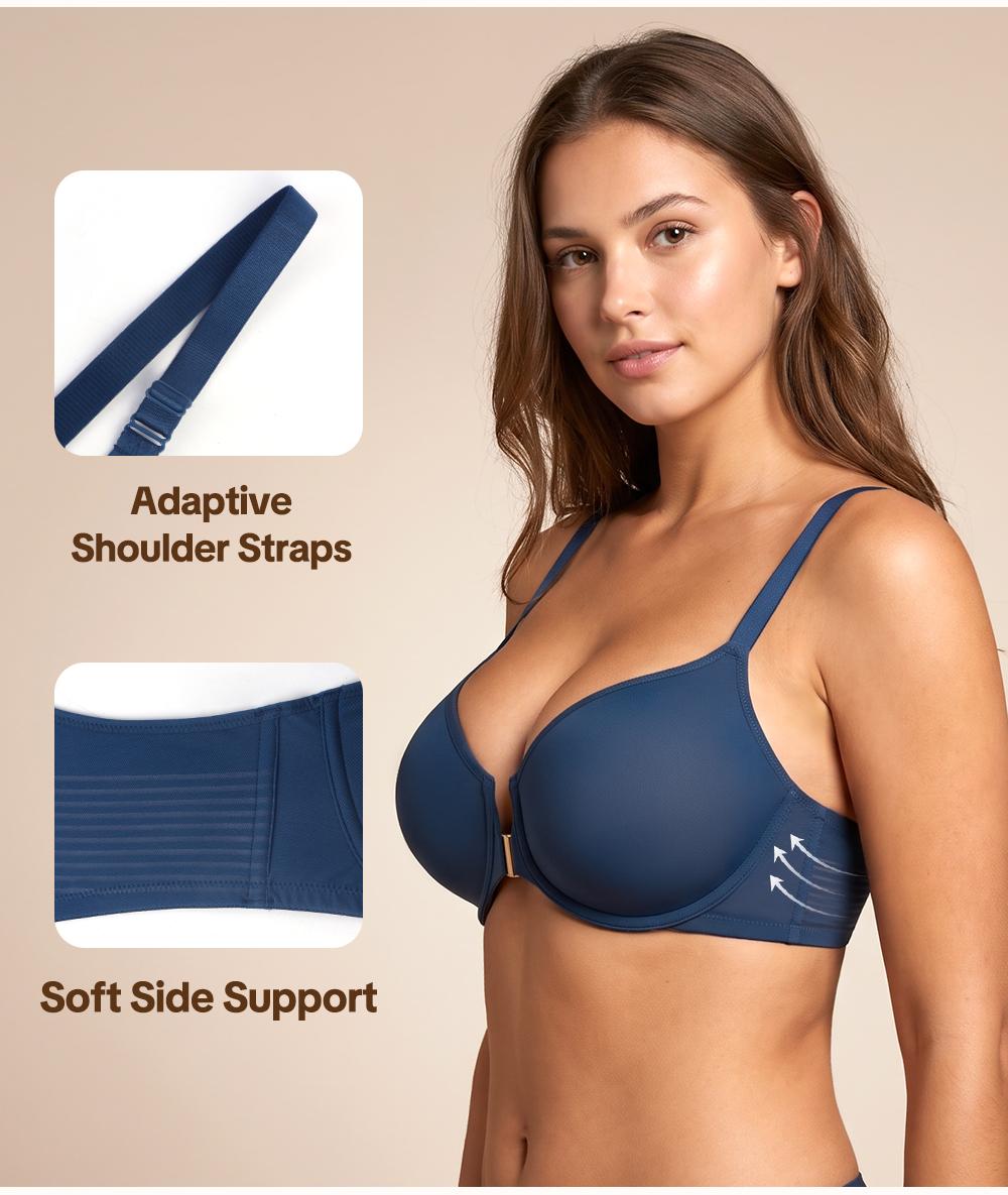 HSIA CrossForm Front Closure Full Coverage Underwire Bra 3D Contour Cups Back Smoothing Breathable Comfort Support