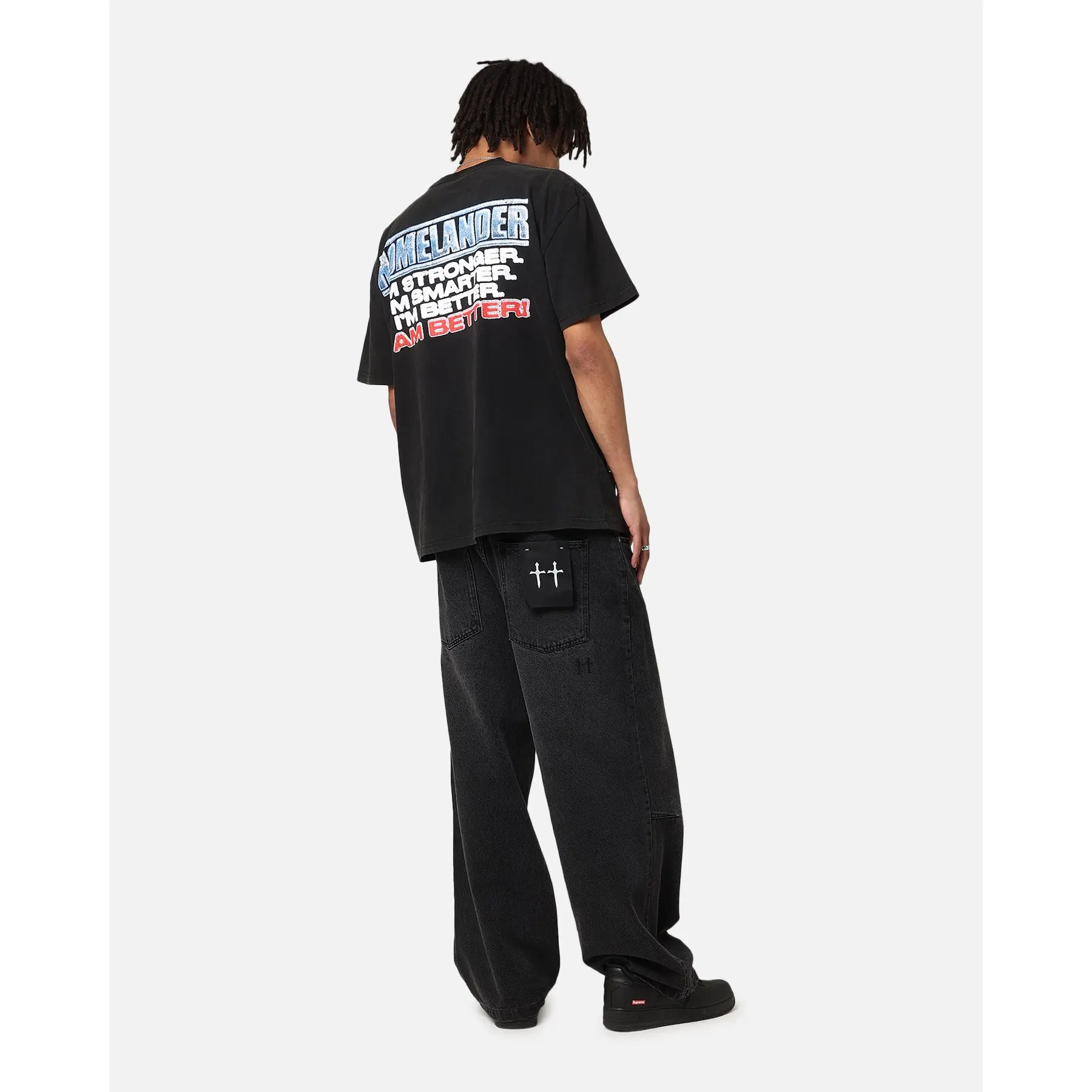 73Studio X The Boys Homelander Vintage T-Shirt Black Acidwash 
