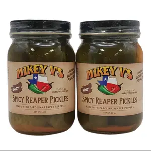 Mikey V's Reaper Pickles 2 Pack, 3 Pack, XXX Reaper Pickles, Spicy Pickle Bundle, Carolina Reaper Pickles, Reaper Jerky Combo, ATX Homemade Jerky