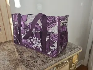 Thirty One Keep It Caddy Mini Organizer In Plum Awesome Blossom Purple & Grey