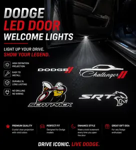 2PCS- LED Door PuddleLights FOR Dodge Charger Challenger SRT Hellcat Scat Pack R/T Logo ProjectionPair or 4-Pack Crystal-Clear HD ProjectionEnhanced Cooling door projection light ,cars accessories