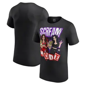Men's Black Paige & Brie Bella Scream Mode Cartoon T-Shirt, Fashion Cotton, Full Colors, Full Sizes, For Men, For Women