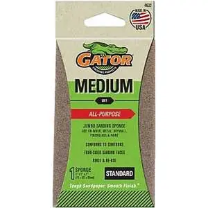 Gator Sanding Sponge, 5 in L x 3 in W, Medium, Aluminum Oxide Abrasive (4632)