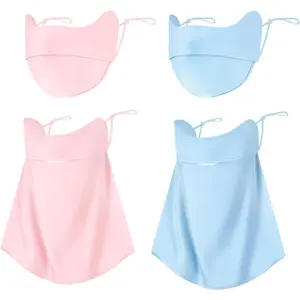h-62 4 Pcs UV Sun Protection Face Mask and Neck Gaiter Scarf Cover UPF50+ Breathable Cooling Design for Summer Outdoor Activities