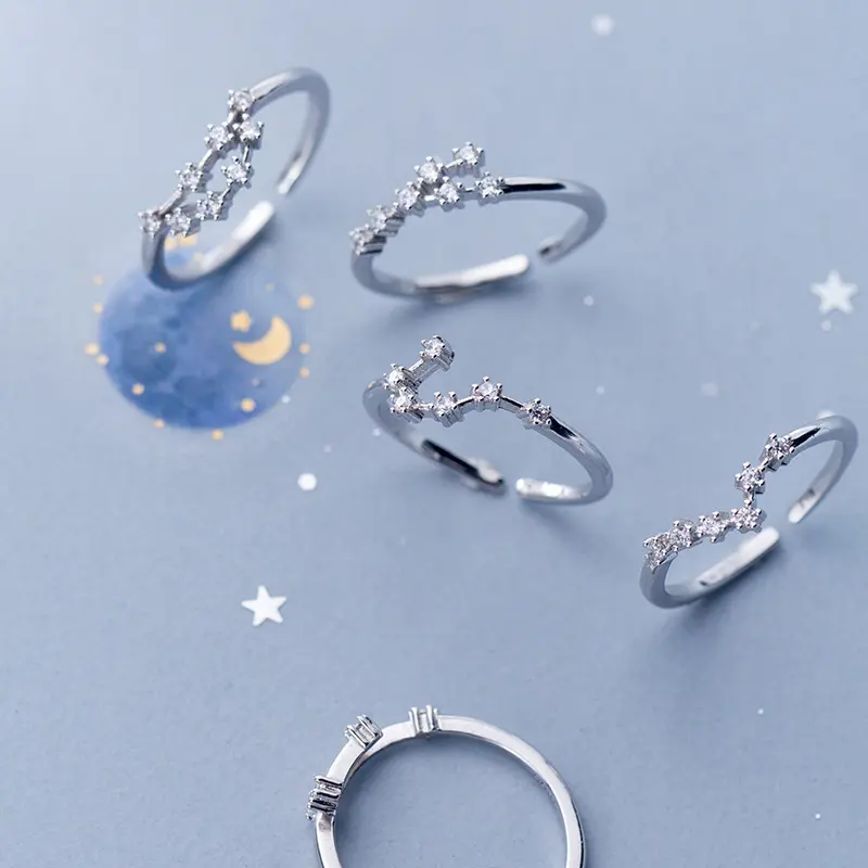 Zodiac Sign Ring - Dainty 12 Constellation Ring for Women, Stainless Steel Adjustable Size, Minimalist Astrology Jewelry for Daily Wear