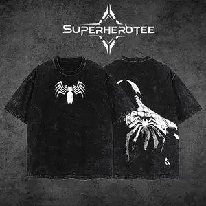 [ superhero tee ] Retro 90s Inspired Symbiote (Spidey Hero ) Star Symbol Graphic T-Shirt – Mutant Superhero Vintage Washed Cotton Tee, Unisex Streetwear Shirt, Gift for Fan, Gift for Him