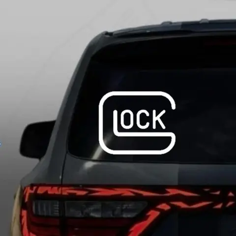 Glock decal, UPDATED WITH MORE SIZES AND COLORS, Decal Vinyl Window Decal for Vehicle Windows Boats RVs Office Desks Laptops Easy to Install, self adhesive, several colors and sizes. Stylish Car Merch Truck Accessories