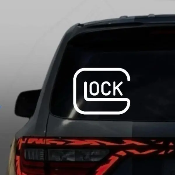 Glock decal, UPDATED WITH MORE SIZES AND COLORS, Decal Vinyl Window Decal for Vehicle Windows Boats RVs Office Desks Laptops Easy to Install, self adhesive, several colors and sizes. Stylish Car Merch Truck Accessories