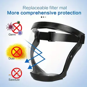 Anti-Fog HD Clear Transparent Face Shield Mask - Full Protection with Adjustable Drawstring, Durable Plastic for Outdoor Activities, Windproof & Dustproof, Replaces Safety Glasses, Outdoor Eyewear, Highclarity Material