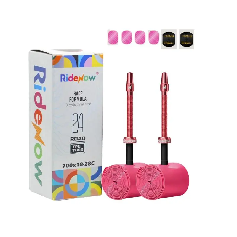 RideNow TPU Ultralight Inner Tube Weight 24g 700C x 18-32C with 45mm/65mm/85mm Metal French Valve, Detachable Valve Core, Suitable for All Road Bikes (Including Bike Tube Repair Kit)