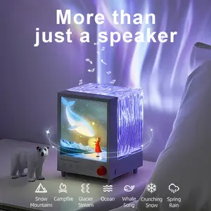 Water Wave Projector Bluetooth Speaker with Night Light and White Noise Machine 7 Color Ripple Effects 7 Nature Sounds Wireless Bedside Lamp for Romantic Ambiance USB Powered Mood Light Perfect for Couples Gifts and Reading Comfort Audio Portable