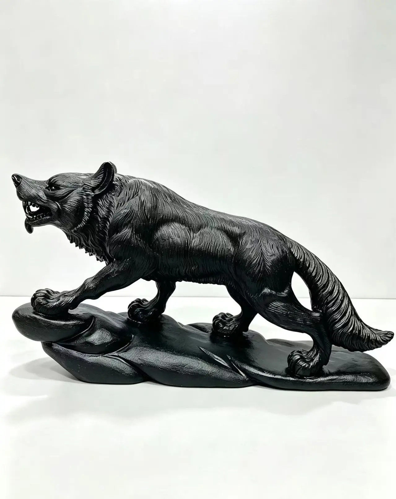 Pure Natural Obsidian Wolf Crystal Carving, Crystal Statue for Home, Room, House Decor, Room Decor, Unique Stone