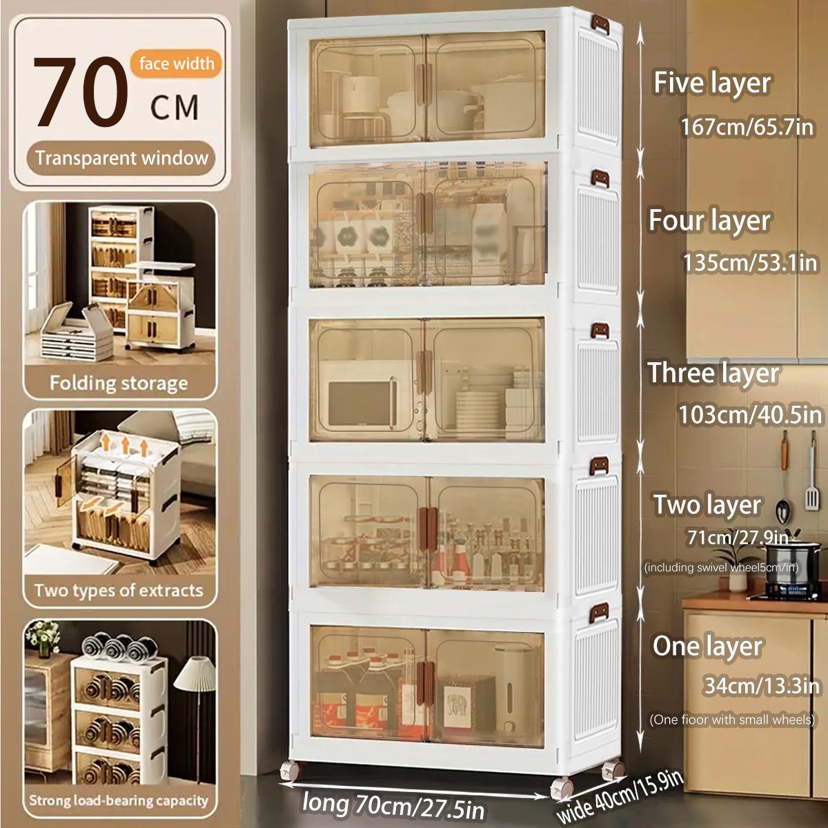 70cm 2-3-4-5 layers Plastic Storage Box Organizer, Stackable Storage Box, Covered Storage Box, Storage Container Organizer for Kitchen, Bedroom, Living Room, Study, Office, Foldable Storage Box, Space Saving, Practical Storage Cabinet
