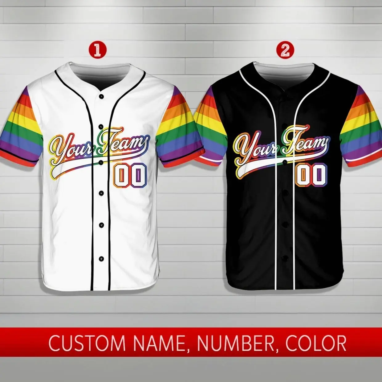 Personalized LGBTQ Team Name And Number Baseball Jersey, Custom LGBT Pride Month Baseball Jersey Shirt, Rainbow Baseball Jersey