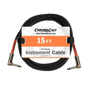 ChromaCast Pro Series Instrument Cable, Angle - Angle, Sunset Orange, 15 foot | USA Lifetime Guarantee