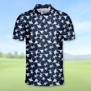 Airplane Polo Shirt for Men Women, Aviation Golf Polo with Jet and Plane Print, Travel Pilot Gift Shirt for Plane Lovers and Frequent Flyers