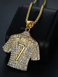 Hip Hop Sports Jewelry with Cristiano Ronaldo & Messi Design, Bling Rhinestone Jersey Pendant Necklace in Number 7 & 10, Unique Football Accessories, Fashion Matching Necklace