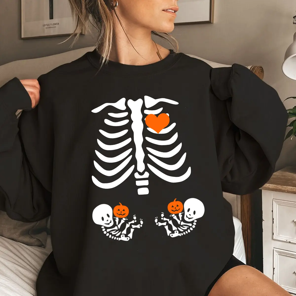 Halloween Twins Maternity Sweatshirt, Funny Pregnancy Announcement Shirt 2024, Pregnant Women Costume, Fall New Mom Sweater, Mommy to Be Gift