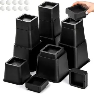 16 Pack Furniture Risers, 3,4,5,6,7,8,9,10 Inch Bed Lift Elevator with Anti-Slip Mats, Stackable Sofa Couch Desk Chair Risers for Additional