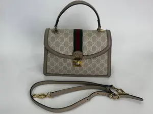 Pre-owned Gucci Oatmeal Messenger Top Handle Crossbody Bag OP Small D0016