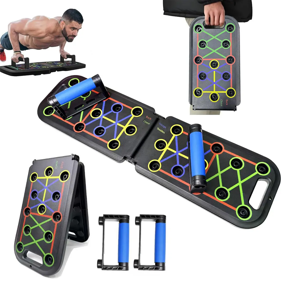 24-In-1 Push Up Board,Portable Pushup Bars for Men, Muscle Max Press Up Boards,Foldable Gym Home Exercise Board,Multi-function Push-Up Stand,Home Workout Equipment