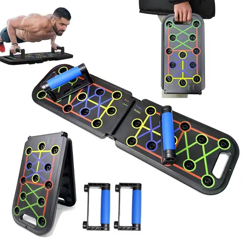 Push Up Board 24-in-1 Foldable Pushup Bars - ABS Portable Multi-Function Press-Up Stand, Rubber Grip Safety Handles, Target Chest Back Abs Shoulders Biceps, Home Gym Travel Workout Equipment