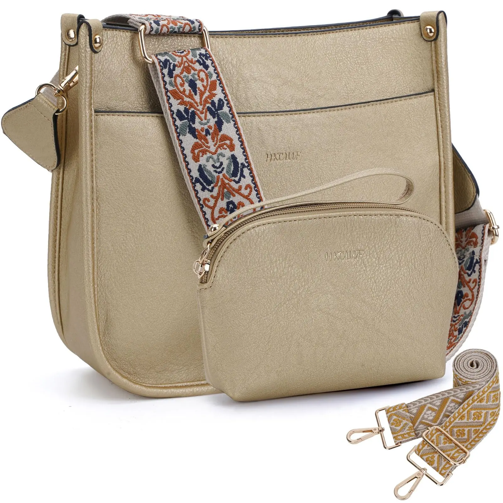 Crossbody Bag Purse for Women 2PCS/Set Leather Hobo Handbag Wallet Set With 2Adjustable Guitar Strap Shoulder Bag | Purse