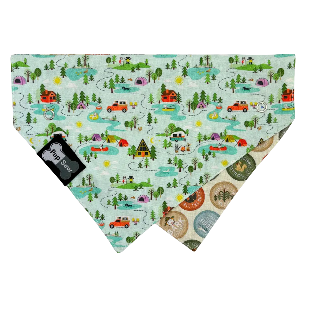 Pup Scout Dog Collar Bandana, Reversible and Two-Tone