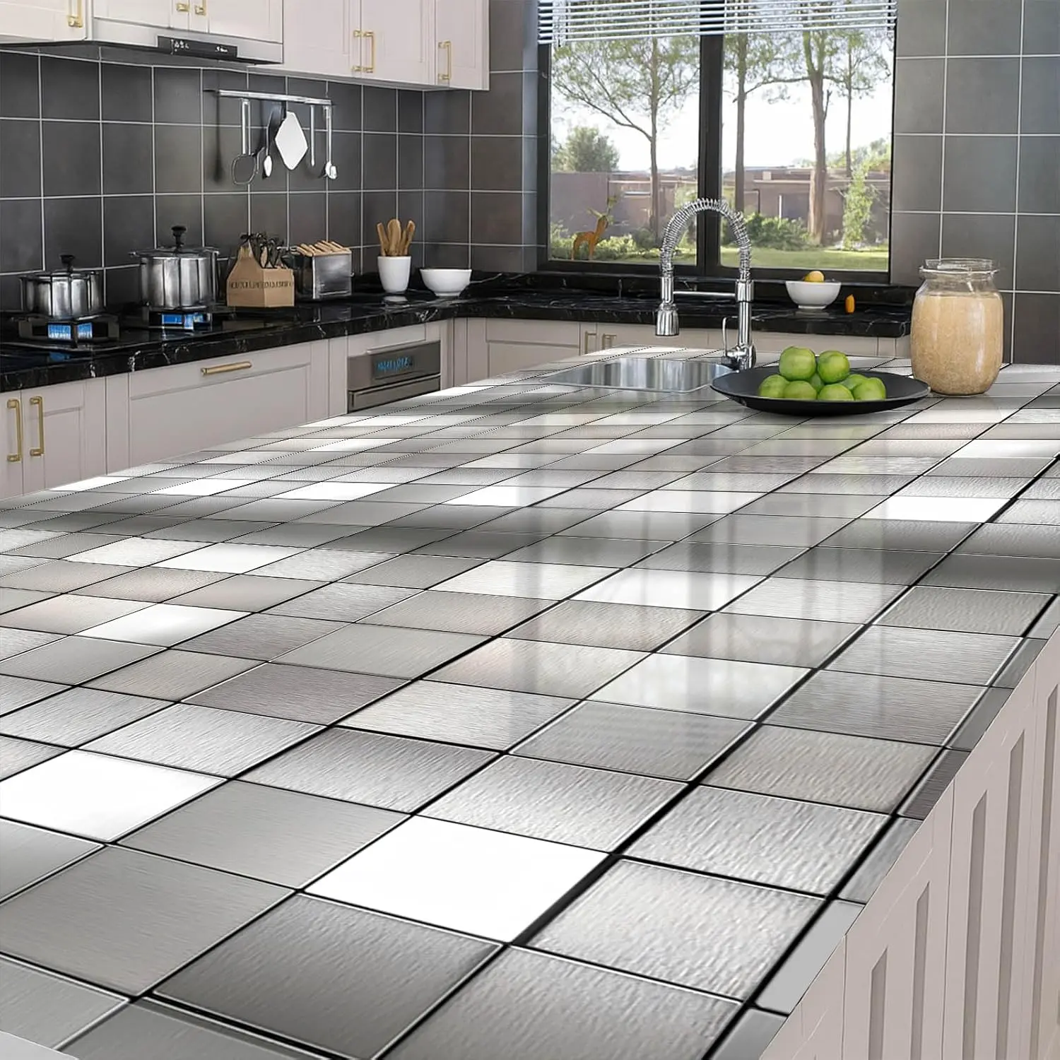 Glossy Silver Gray Tile