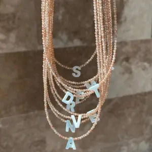 Shining Clear Artificial Crystal Beads Necklace with 26 Letter Shell Chokers for Women