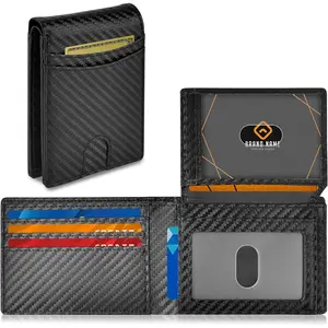 Wallets for Men Stocking Stuffers Gifts: Christmas  Valentines Day Gifts for Him Dad/Husband Fathers Day Birthday Multi-Card  Clip Carbon Fibre Texture Ultra-thin Design Business Daily Carry