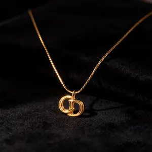 Pre-owned Dior Vintage Textured CD Logo Pendant Necklace Style D10, Luxury Women's Fashion Jewelry