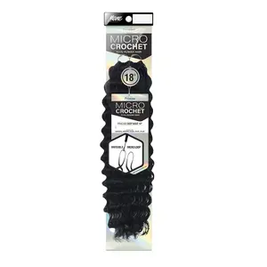 Mane Concept Human Hair Crochet Braids Pristine Micro Feather Crochet Deep Wave 18"(55g/40 Strands)